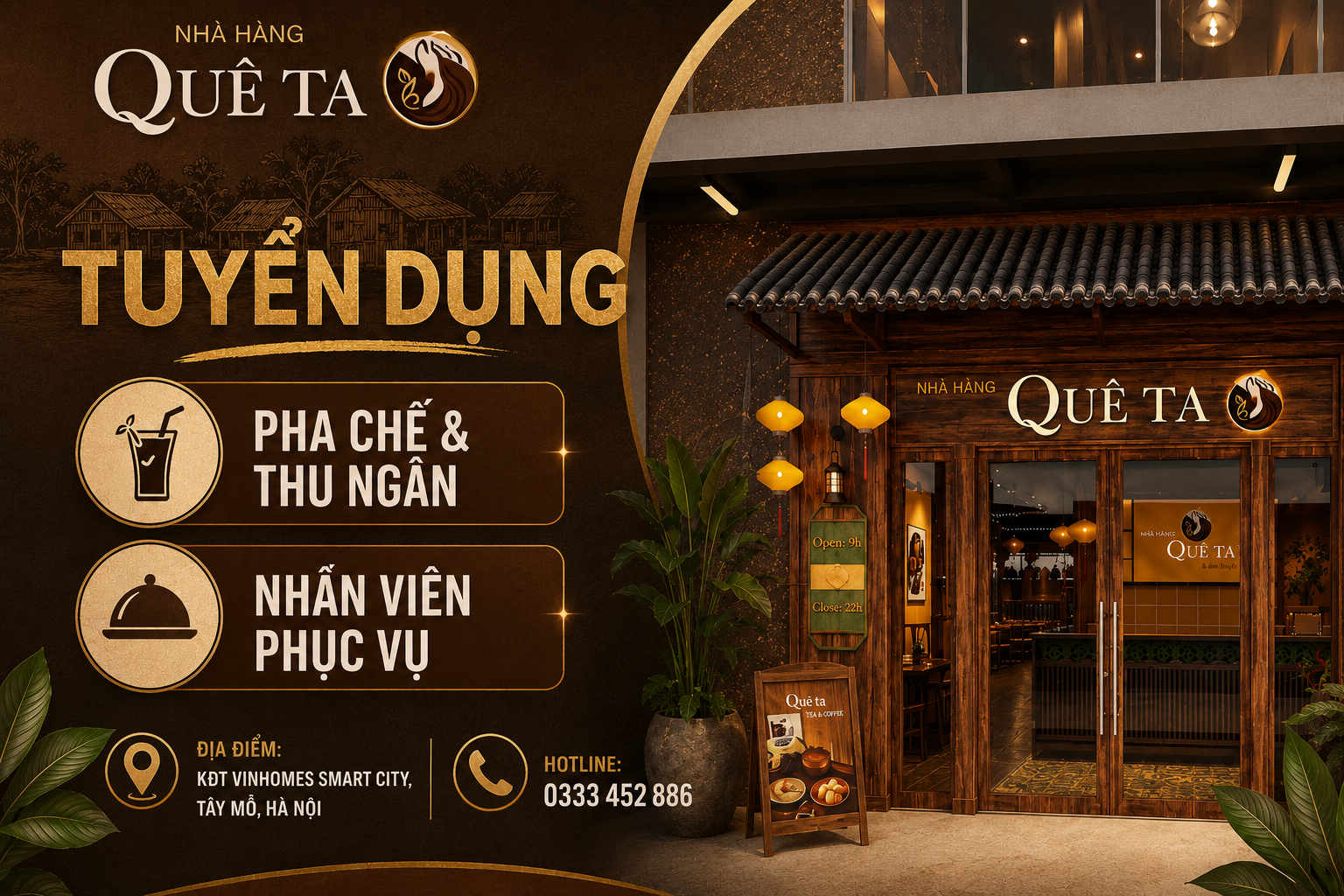 NHÀ HÀNG QUÊ TA TUYỂN NHÂN SỰ TẠI TÂY MỖ – HÀ NỘI